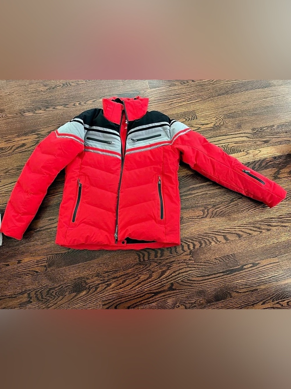 Descente Red Color Block Ski Jacket Size
